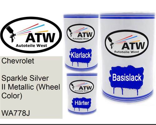 Chevrolet, Sparkle Silver II Metallic (Wheel Color), WA778J: 500ml Lackdose + 500ml Klarlack + 250ml Härter - Set, von ATW Autoteile West.